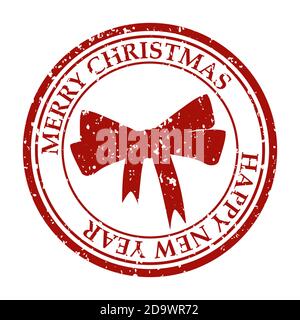 Frohe Weihnachten Frohes Neues Jahr grunge schmutzige Briefmarke Neu Symbol für den Jahresbogen auf weißem Vektor isoliert Stock Vektor
