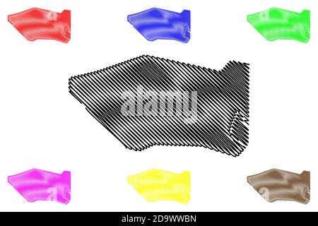 Mbuji-Mayi City (Demokratische Republik Kongo, Kongo-Kinshasa, Zaire, DR Kongo, Kasai-Oriental Province) Karte Vektor-Illustration, scribble Skizze Stock Vektor