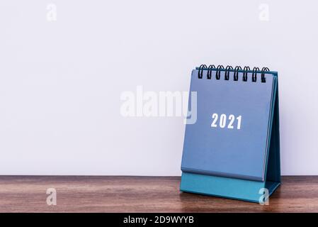 Jahr 2021 Tabelle Kalender mit Kopieplatz Stockfoto