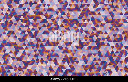 Abstrakter mehrfarbiger Hintergrund, geometrisches Muster aus Dreiecken in blau-lila-gelbem Farbverlauf, Design für Poster, Banner, Karte und Vorlage. Vektorgrafik Stock Vektor