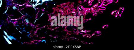 3D Render, Glossy Shiny Liquids Splash, Abstract Fluid Hintergrund Stockfoto