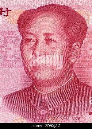 Mao Zedong auf 100 chinesischen Yuan Banknote Makro, China Geld Nahaufnahme Stockfoto