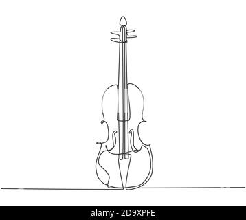 Einzelzeilenzeichnung der Geige auf weißem Hintergrund. Trendy Saiteninstrumente Konzept eine Linie zeichnen Design Grafik Vektor Stock Vektor