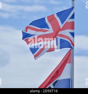 Vereinigtes Königreich Flagge im Wind Stockfoto