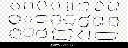 Verschiedene handgezeichnete Anführungszeichen setzen Sammlung Stock Vektor