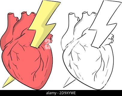 Defibrillator automatisierter externer Defibrillator oder AED Vektordarstellung Skizze Doodle Hand gezeichnet mit schwarzen Linien isoliert auf weißem Hintergrund. Heilen Stock Vektor