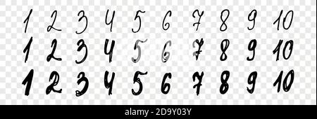 Handgezeichnete arabische Zahlen Set Sammlung Stock Vektor