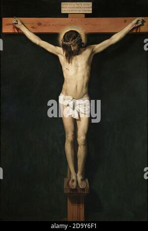 Titel: Christus am Kreuz Schöpfer: Diego Rodriguez de Silva y Velazquez Datum: ca.1635 Medium: Öl auf Leinwand Maße: 248 x 169 cm Ort: Prado, Madrid Stockfoto