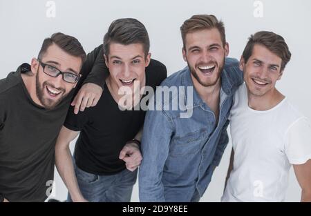 Ansicht von oben.. Eine Gruppe von glückliche junge Männer in die Kamera schaut Stockfoto