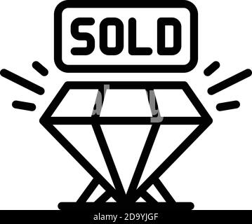 Verkauft Diamond Icon. Umriss verkauft Diamant-Vektor-Symbol für Web-Design isoliert auf weißem Hintergrund Stock Vektor