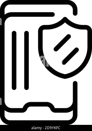 Symbol für sicheres mobiles Bezahlen. Kontur gesichert mobile Pay-Vektor-Symbol für Web-Design isoliert auf weißem Hintergrund Stock Vektor