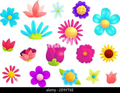 Blühende Sommer Blumen Vektor Illustrationen Set Stock Vektor