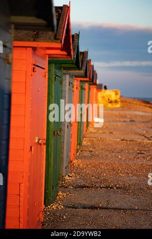 Strandhütten am St. Leonards Beach Stockfoto