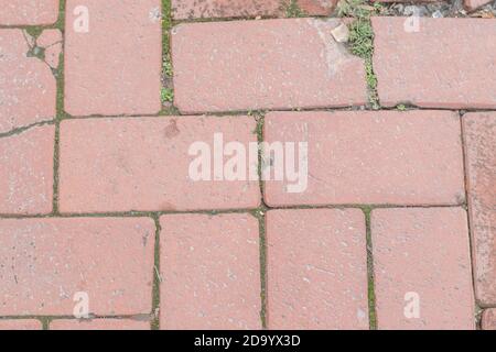 Rote Backstein Pflasterung Straße Textur Hintergrund Stockfoto