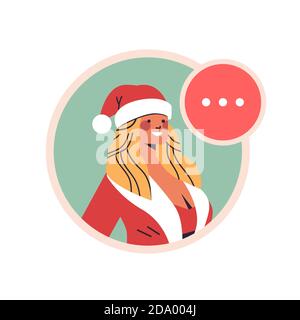 Mädchen im weihnachtsmann Kostüm schöne Frau Avatar glücklich neu Jahr fröhlich weihnachten Feiertag Feier Konzept Porträt Vektor Illustration Stock Vektor