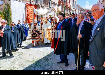 Fronleichnam. Corpus Cristi Day Prozession. Lagartera, Toledo, Castilla - La Mancha, Spanien, Europa Stockfoto