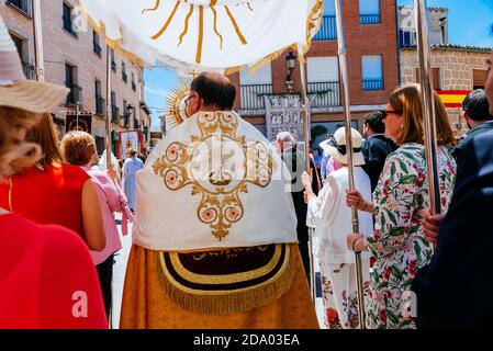 Fronleichnam. Corpus Cristi Day Prozession. Lagartera, Toledo, Castilla - La Mancha, Spanien, Europa Stockfoto