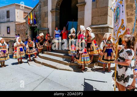 Corpus Cristi Day Prozession. Lagartera, Toledo, Castilla - La Mancha, Spanien, Europa Stockfoto