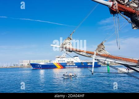 Rostock: Schiff 'Bamberg' der Küstenwache, historisches Segelschiff, Landkreis Warnemünde, Ostsee, Mecklenburg-Vorpomme Stockfoto