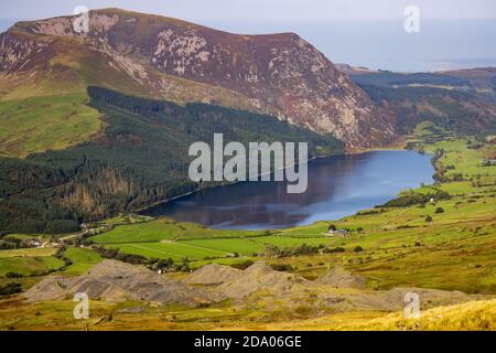 Malerische Berge und Seen am Fuße des Mount Snowdon (Rhyd DDU), Wales Stockfoto