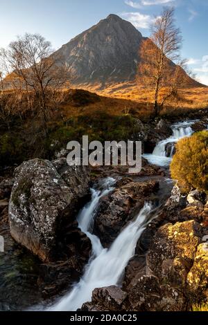 Buachaille etive Mor Falls, Glencoe, Schottland, Großbritannien Stockfoto