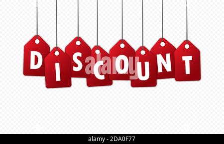 Rabatt-Label-Banner. Sonderangebot. Einkaufsgutscheine. Vektor auf isoliertem weißem Hintergrund. EPS 10 Stock Vektor