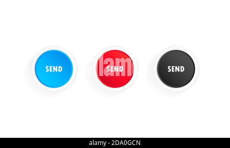 Symbol für Schaltfläche „Senden“ eingestellt. Senden von Post, Nachricht, Text, Brief. Vektor auf isoliertem weißem Hintergrund. EPS 10 Stock Vektor