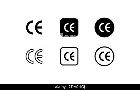 Symbol für CE-Kennzeichnung gesetzt. CE-Symbol. Europäisches Konformitätskennzeichen. Vektor auf isoliertem weißem Hintergrund. EPS 10 Stock Vektor