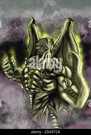 cthulhu handgezeichnete Illustration Kunst Stockfoto