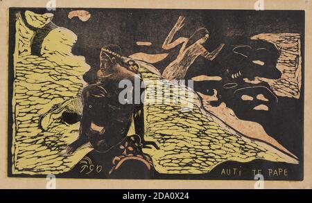 Paul Gauguin. (Französisch, 1848-1903). Auti Te Pape (Frauen am Fluss) von Noa Noa (Duft). (1893-94). Einer aus einer Serie von zehn Holzschnitten. Stockfoto