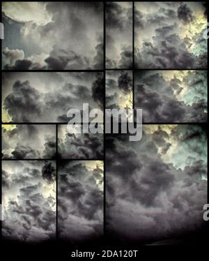 Abstrakter geometrischem Hintergrund mit Wolken. 3D-Rendering Stockfoto