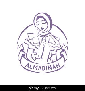 Muslim Mode Logo Illustration Mädchen mit hijab Stock Vektor