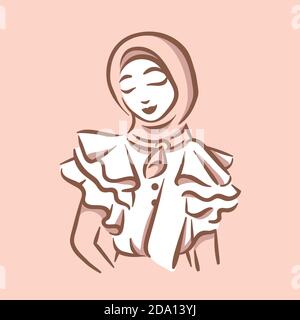 Muslim Mode Logo Illustration Mädchen mit hijab Stock Vektor