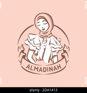 Muslim Mode Logo Illustration Mädchen mit hijab Stock Vektor