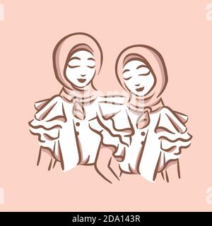Muslim Mode Logo Illustration Mädchen mit hijab Stock Vektor