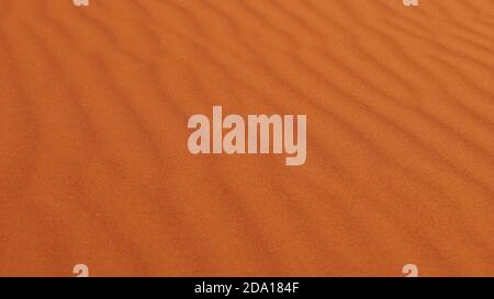 Muster und Textur auf einer Sanddüne, die durch den Wind in der Wüste von Erg Chebbi bei Merzouga, Marokko, Afrika gebildet wird. Fokus auf Bildmitte. Stockfoto