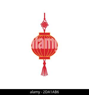 Chinesische rote Feiertag Laterne flache Vektor-Illustration. Traditionelle Lampe aus China. Stock Vektor