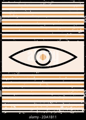Abstrakte zeitgenössische ästhetische Hintergrund Auge, Sonne verbrannt orange, Terrakotta-Farben. Boho-Wanddekoration. Moderner minimalistischer Kunstdruck aus der Mitte des Jahrhunderts. Organi Stock Vektor