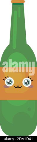 Nette Flasche Bier, Illustration, Vektor auf weißem Hintergrund. Stock Vektor