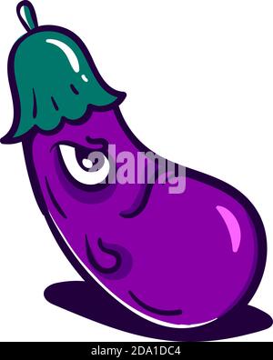 Böse Aubergine, Illustration, Vektor auf weißem Hintergrund Stock Vektor