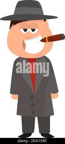 Mann mit einer Zigarre, Illustration, Vektor auf weißem Hintergrund Stock Vektor