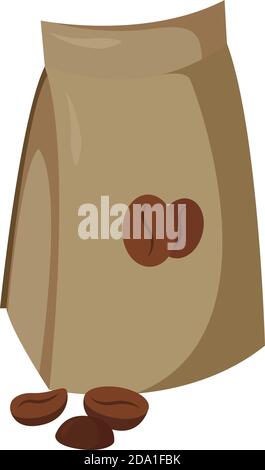 Beutel mit Kaffee, Illustration, Vektor auf weißem Hintergrund Stock Vektor
