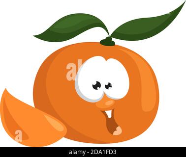 Fröhliche Mandarine, Illustration, Vektor auf weißem Hintergrund Stock Vektor