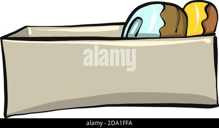 Donuts in der Box, Illustration, Vektor auf weißem Hintergrund Stock Vektor