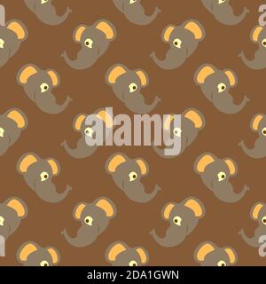 Brauner Elefant, nahtloses Muster auf braunem Hintergrund. Stock Vektor