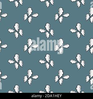 Weißer Rauch, nahtloses Muster auf einem schmutzigen blauen Hintergrund. Stock Vektor