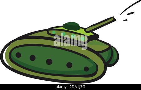 Grüner Tank, Illustration, Vektor auf weißem Hintergrund Stock Vektor