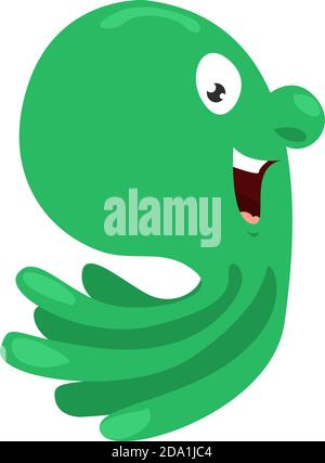 Happy Green Krake, Illustration, Vektor auf weißem Hintergrund Stock Vektor