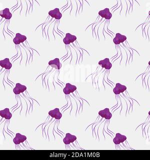 Lila Qualle , nahtloses Muster auf weißem Hintergrund. Stock Vektor
