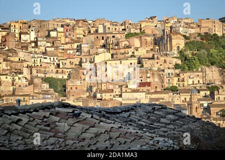 Ragusa Ibla Blick auf das historische Zentrum, Sizilien Stockfoto